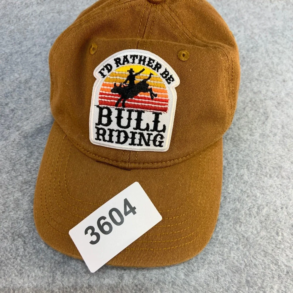I'd Rather Be Bull Riding Kids Brown Old Navy Hat Western Rodeo Patch 2T-5T